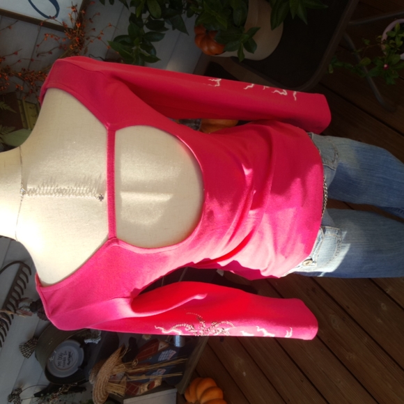 VANCE BIKERWEAR ♡ Pink L|S Spiders|Volts Graphics Studs|Rhinestones|Chains Top S - Picture 10 of 17